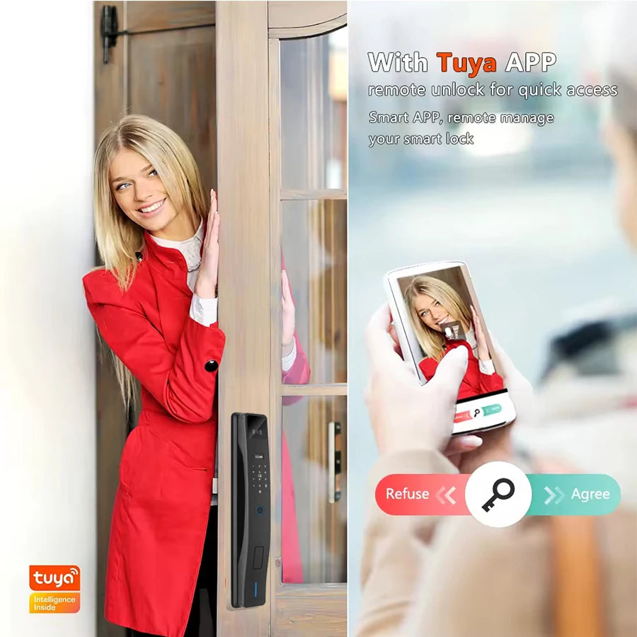 Smart Electronic Door Lock Password Automatic Biometric Fingerprint Lock For Home Security Tuya Smart Door Lock With Camera