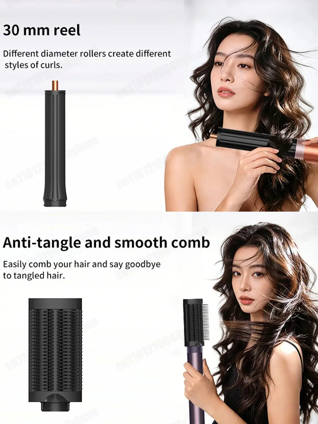 SenCiciMen X19 hair styler set with 30mm curling barrel and anti-tangle smooth comb for voluminous, salon-style hair.