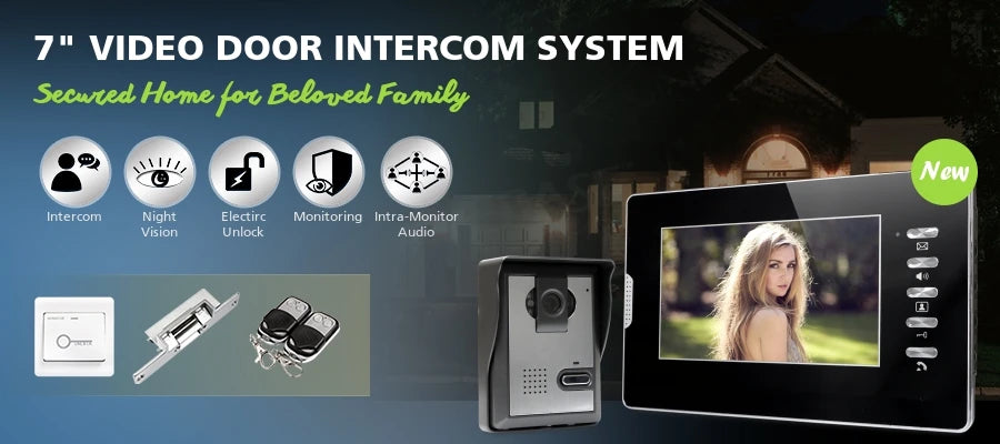 Video Door Phone Doorbell Intercom System 7" Monitor IR Camera Night Vision 1V1