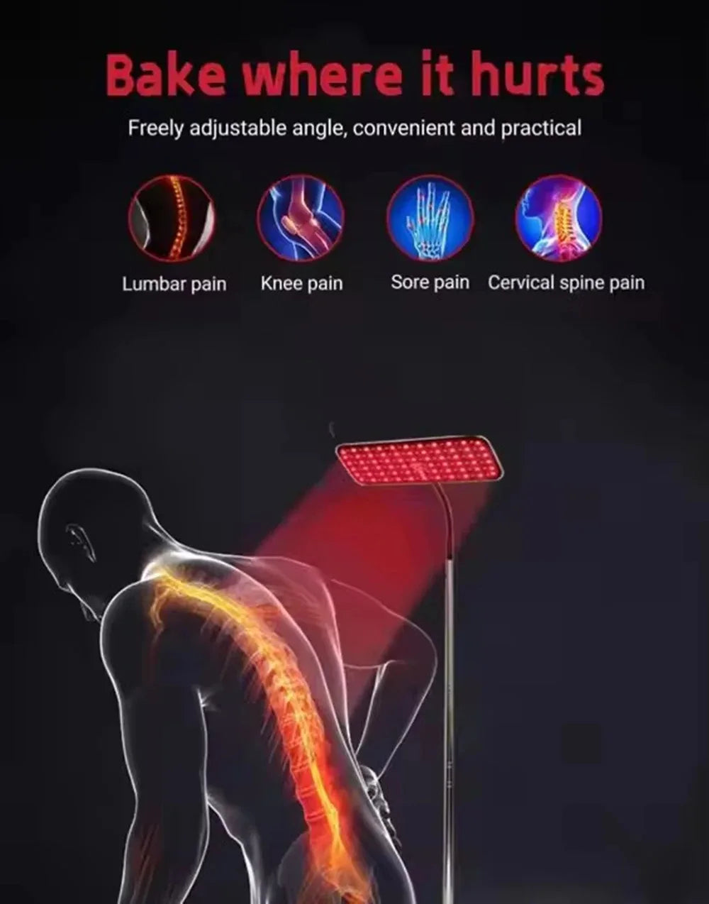 660nm &850nm Infrared Light Device 25W LED Red Light Therapy Lamp with Stand Facial Skin Care for Relief Muscle Joint Pain