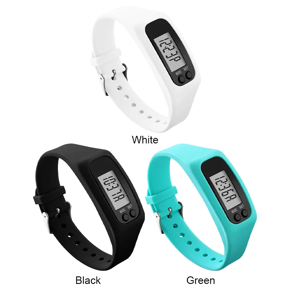 1/2PCS LED Pedometer Bracelet Step Counter Watch with 12/24H Display Silicone Fitness Tracker Multi-Function Activity Band
