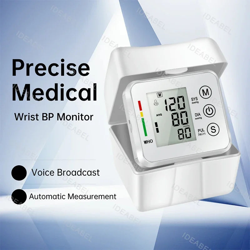 IDEABEL Voice Tonometer Tensiometer Heart Rate Pulse Meter BP Monitor Digital Wrist Blood Pressure Monitor Sphygmomanometer