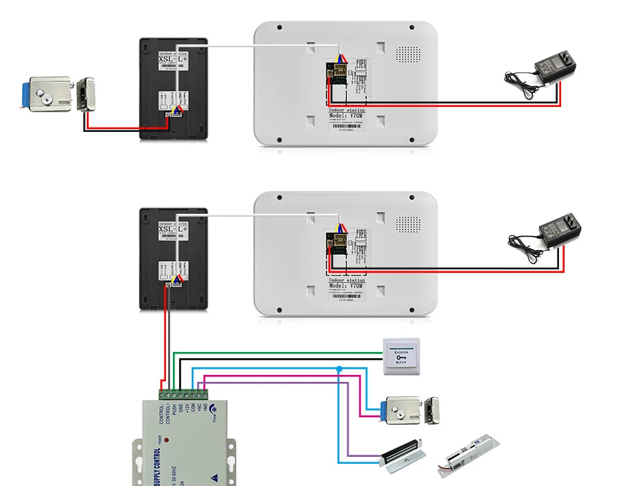 Video Intercom for Home Apartment 7-Inch Screen Support Monitor Unlock Video Intercom with Camera 4 Wire Door Bell
