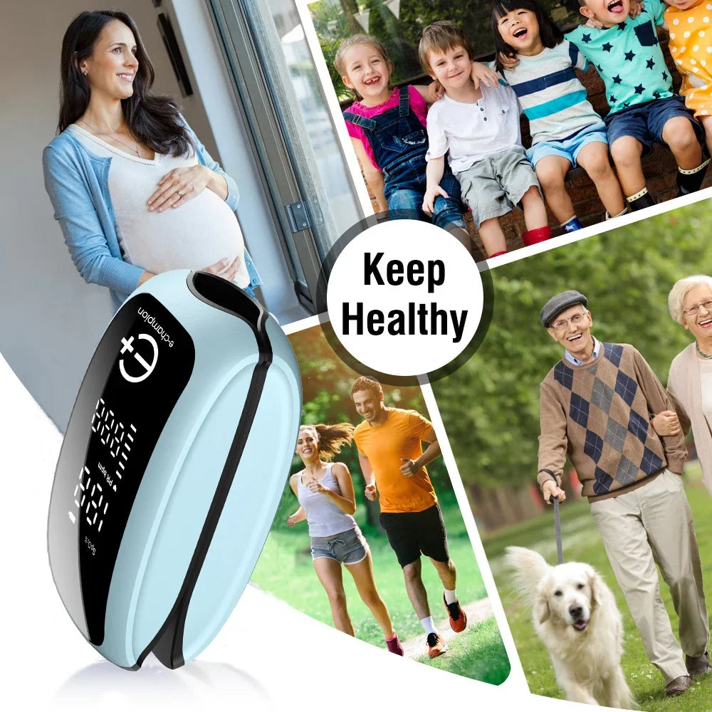 Rechargeable Fingertip Pulse Oximeter Medical Oximeter Strap Lanyard Blood Oxygen Saturation Monitor Digital LED Display Child