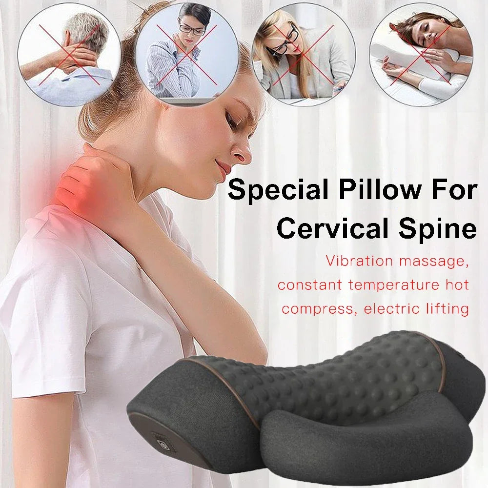Electric Neck Massage Pillow with Heat Therapy and Vibration - Tidesmit Massage Cushion Tidesmit
