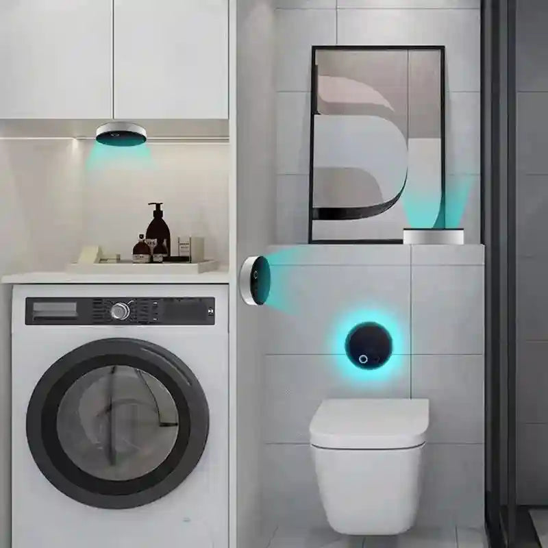 Tidesmit portable intelligent ozone purifier for deodorizing shoe cabinets, pet nests, and toilets, side view.