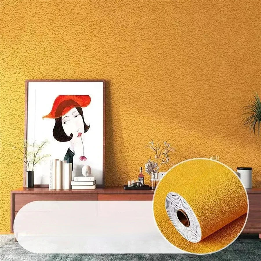 Gold 3D wall panel wallpaper roll with self-adhesive foam soundproof backing