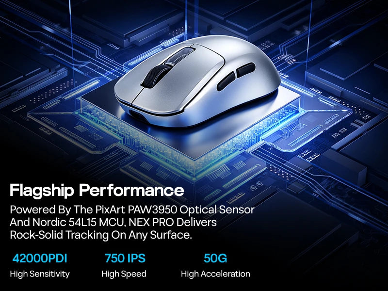EPOMAKER NEX Pro Tri-mode Wireless Ergonomic Gaming Mouse PixArt PAW3950 Sensor with RGB Charging Dock & 8000Hz Polling/42K DPI