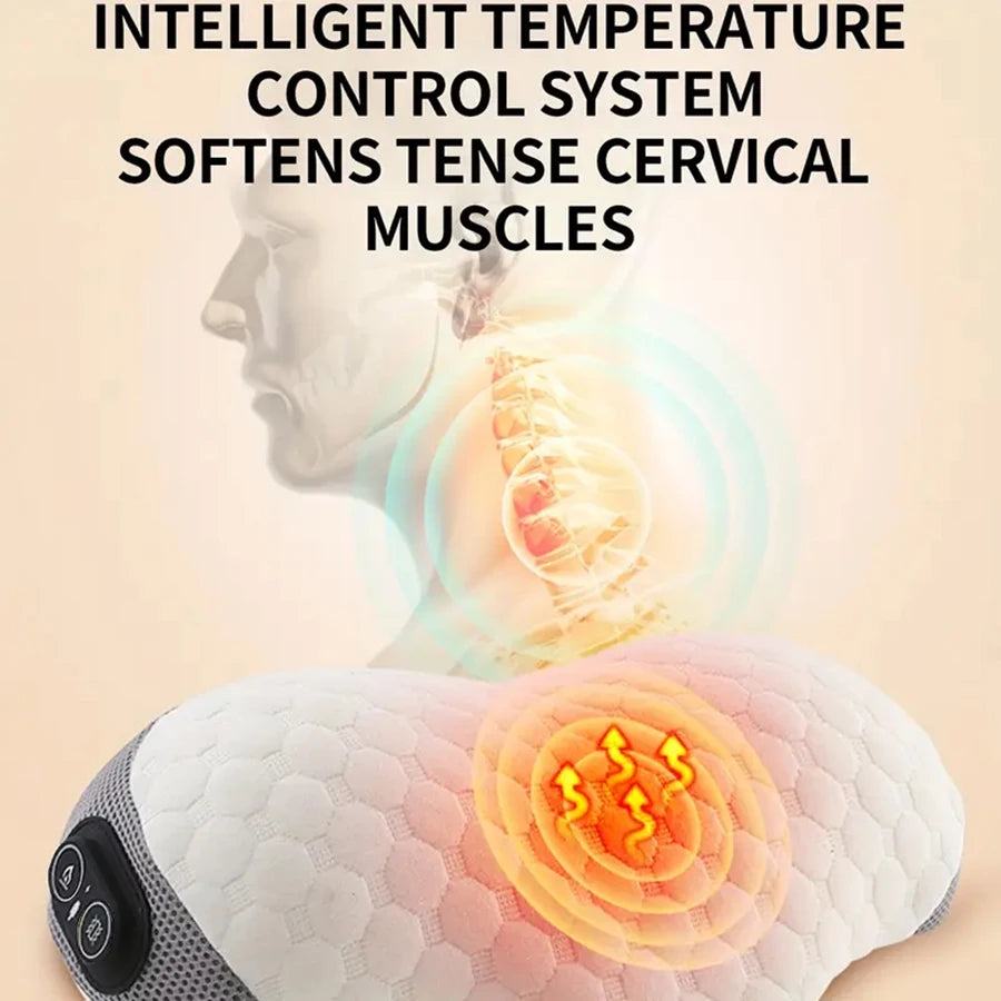 Heated Neck Massage Pillow: Portable Memory Foam Deep Tissue Massager Massage Cushion Tidesmit