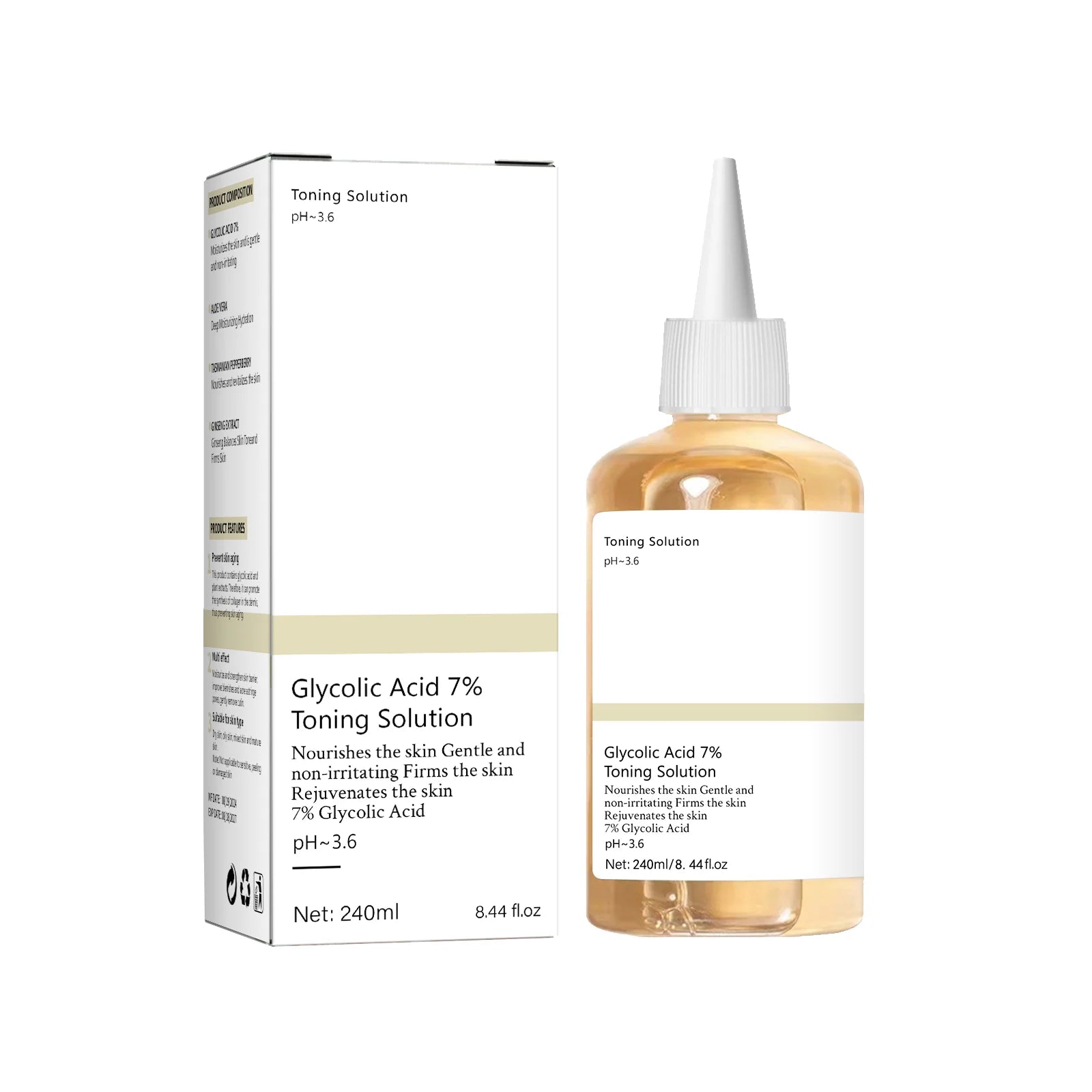 Glycolic Acid 7% Percent Toning Solution Face Exfoliant Acne And Dark Spots Brightens Skin Niacinamide Gentle Facial Care