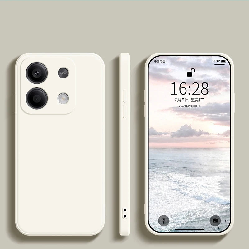 Redmi Note 13 Liquid Silicone Case - Slim Shock-Absorbing Cover Beige White Tidesmit