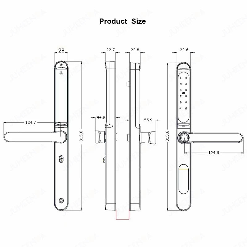TTLock App Smart Aluminum Door Lock Waterproof Fingerprint Digital Password RFID Keyless Electronic Sliding Glass Door Lock