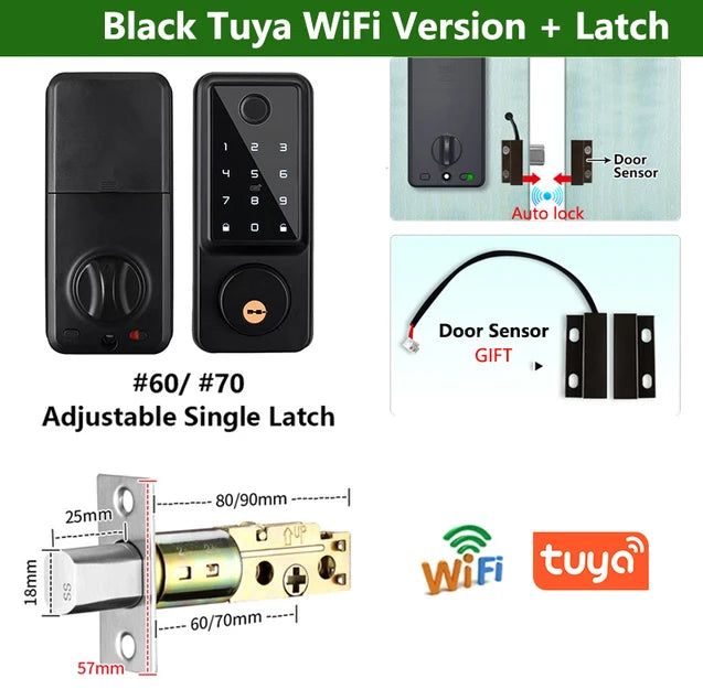 Waterproof Smart Deadbolt Locks for Home Alexa Wifi Bluetooth TTlock App Biometric Fingerprint Digital Keypad Entry Door Lock