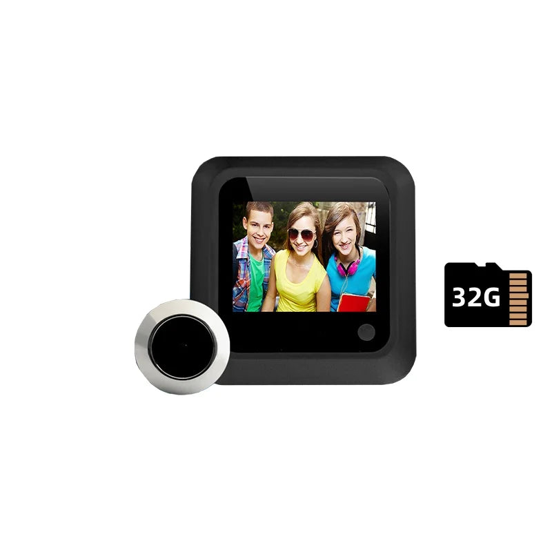 Black hidden peephole doorbell with 32GB microSD card icon