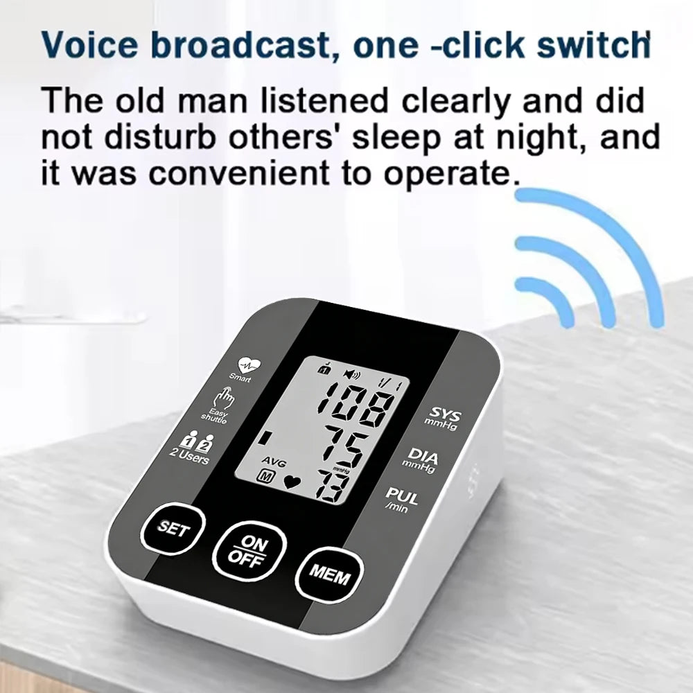Arm Blood Pressure Meter Digital 36cm Cuff Automatic Pressure Tonometer Medical Tensiometer Heart Rate Pulse Meter BP Monitor