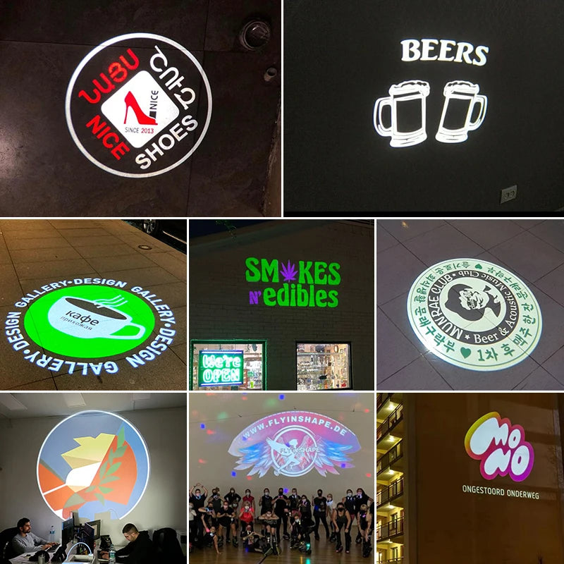 Custom HD Outdoor IP67 Waterproof Rotating Projection Lamp Gobo Shop Logo Projector Indoor Door Head Advertising Image
