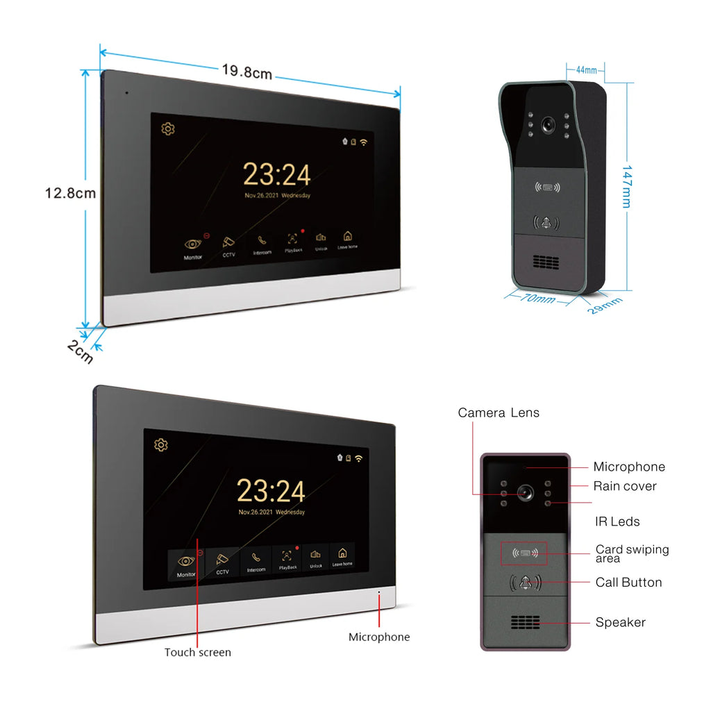 Video Intercom System 1080P Tuya WiFi  Video Door Bell Wireless Video DoorPhone with RFID  Unlock Door Camera