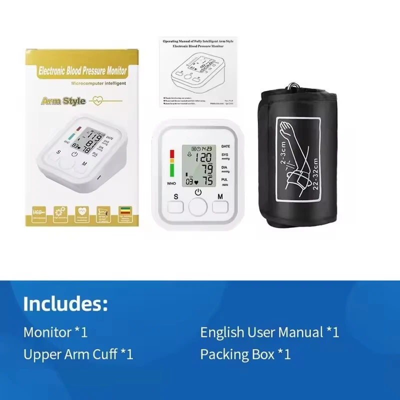 Blood Pressure Monitor Upper Arm Automatic BP Cuff Machine with LED Display for Home Use Health Care