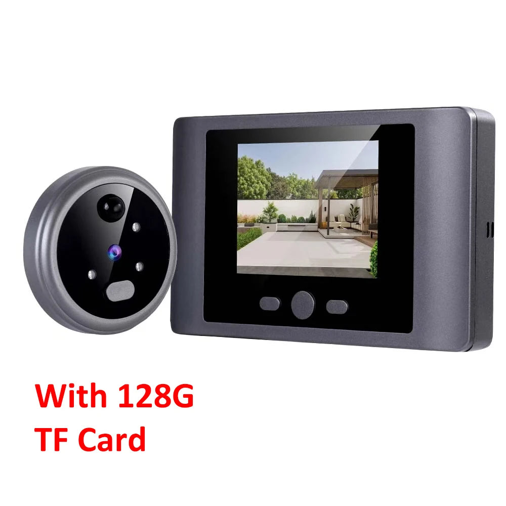 Grey digital door peephole camera with LCD screen and TF card (128GB)