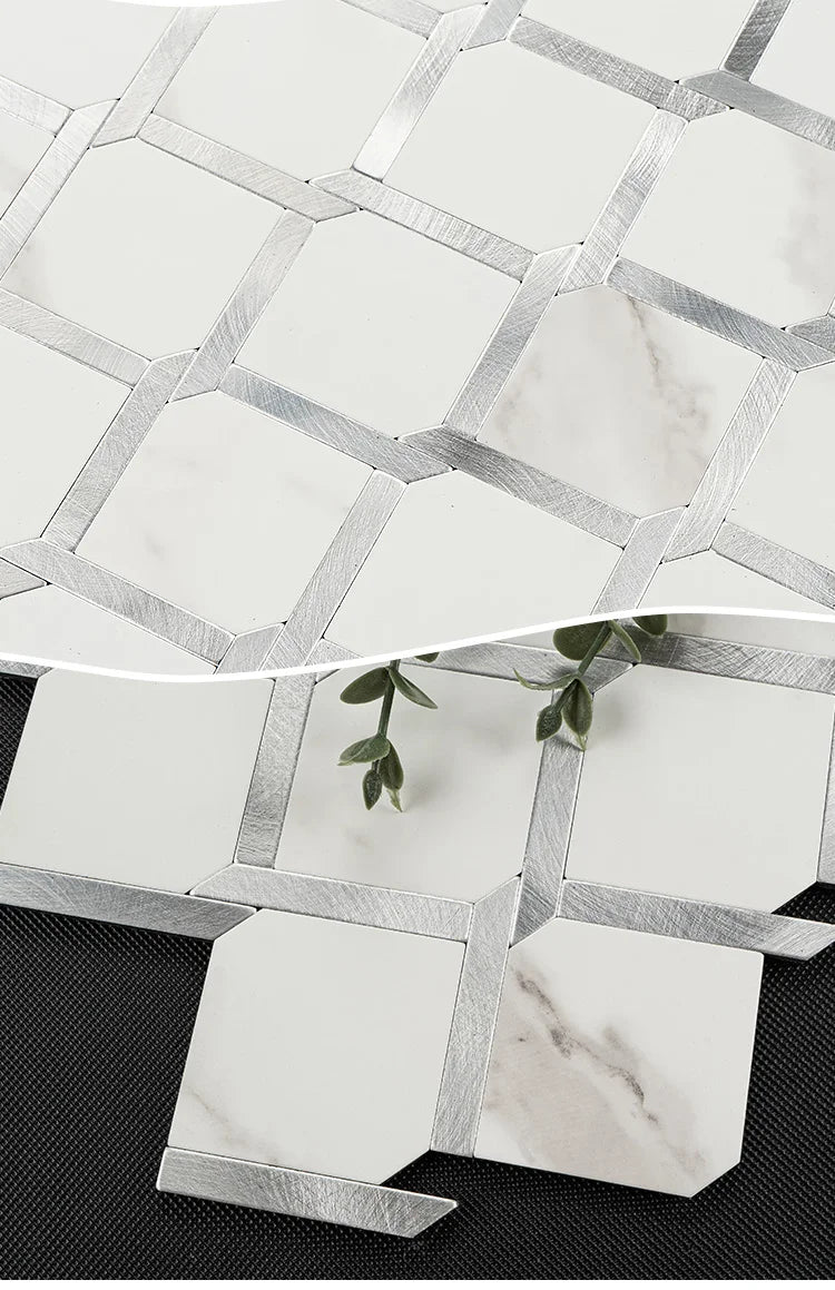 Mosaic Wall Tile Peel and Stick Self Adhesive Wall Stickers Waterproof Aluminum Composite Rectangle Kitchen Bath Tile Backsplash