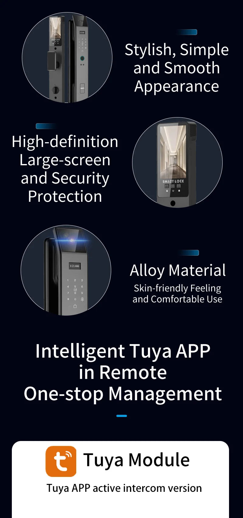 Tuya 3D Face Real-time Intercom Smart Door Lock Biometric Electronic Security Camera Intelligent Fingerprint Password Key Unlock