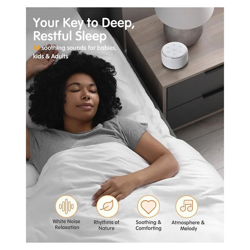 11·11COUPON White Noise Sound Machine Baby for Sleeping with Night Light - 34 Soothing Sounds, Rechargeable White Noise Machine