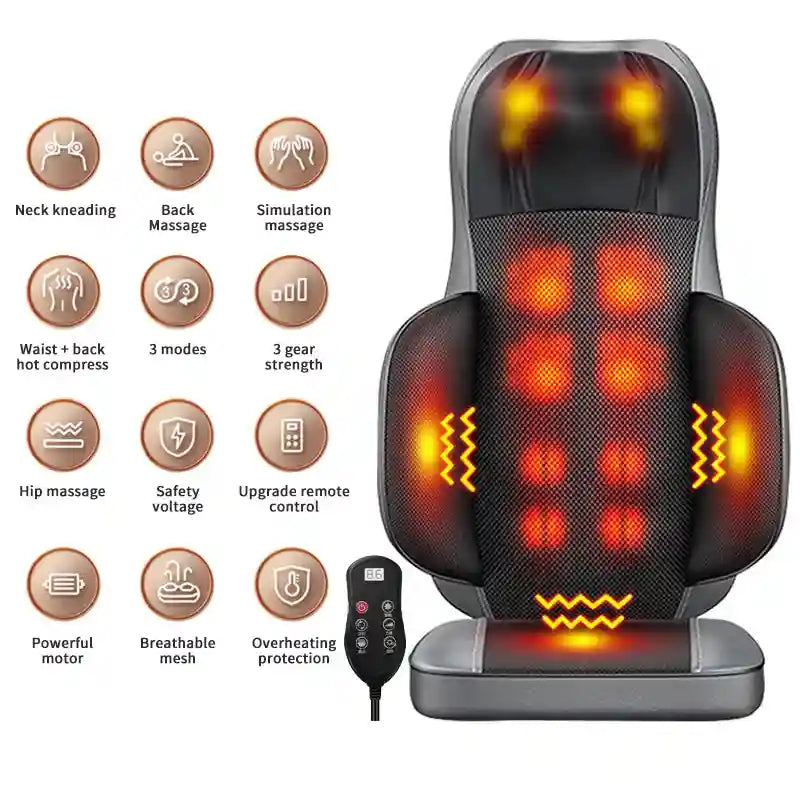 Electric Back Massager with Heat and Vibration - Gray Portable Device Massage Roller Gray Tidesmit