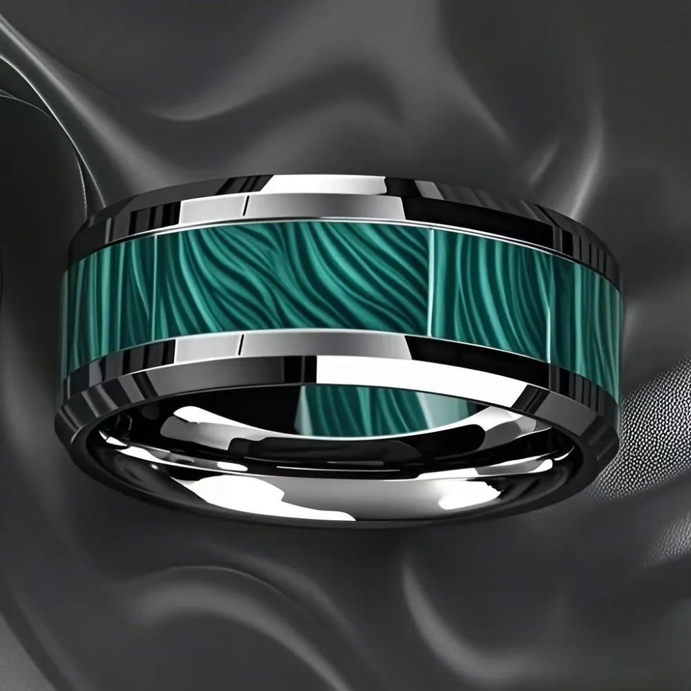 Smart Health Ring: Stainless Steel 8mm Peacock Stone Fitness Tracker Tidesmit