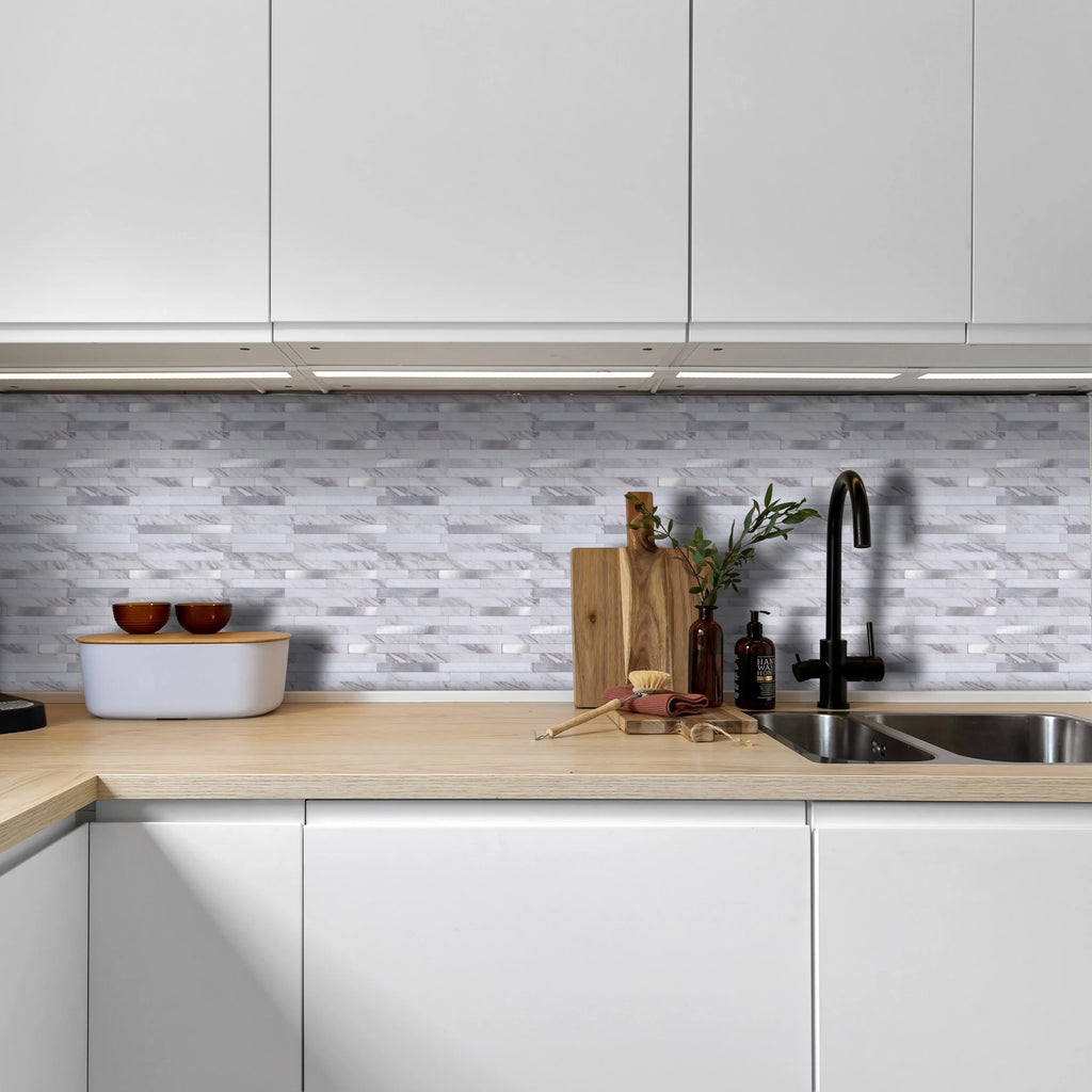 Peel and Stick Backsplash, PVC Mixed Metal Self Adhesive Wall Tiles, Stick on Backsplash Tiles for Kitchen Bathroom
