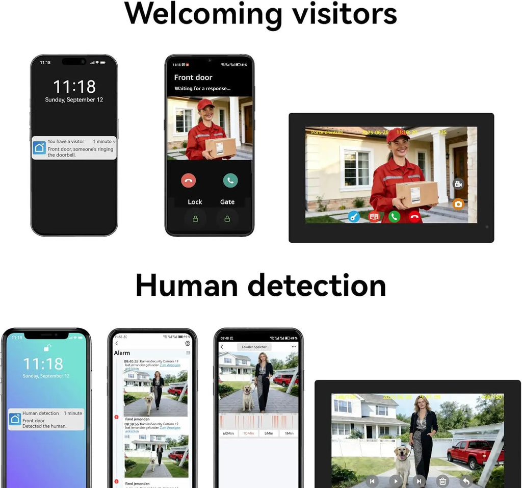 WiFi 10 Inch Video Door Bell Intercom System with RFID Doorbell Camera Family Multi Nits Apartment Video Door Phone Intercom