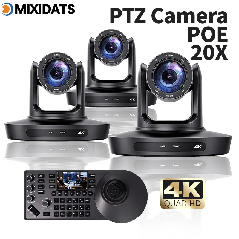 PTZ Camera 4K 20X Zoom Video Conference Camera Kit Church Meeting Live Broadcast PTZ Camera Controller for Video Conferencing