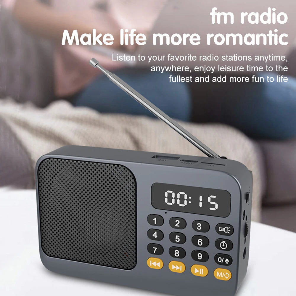 FM Radio Portable Speaker Bluetooth 5.0 with LED Light Support Recording TF Card USB Play Wireless Speaker Radio FM Receiver