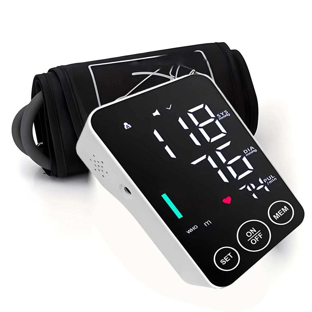 Spanish Voice Medical Digital Lcd Upper Arm Blood Pressure Monitor Cuffs Home Heart Rate Meter Tonometers Large Cuff Automatic