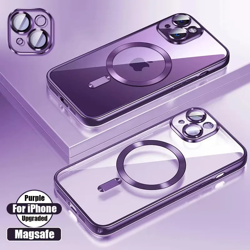 Magnetic iPhone 16 Case with Lens Protection - Slim Shock-Absorbing Cover Dark Purple Tidesmit