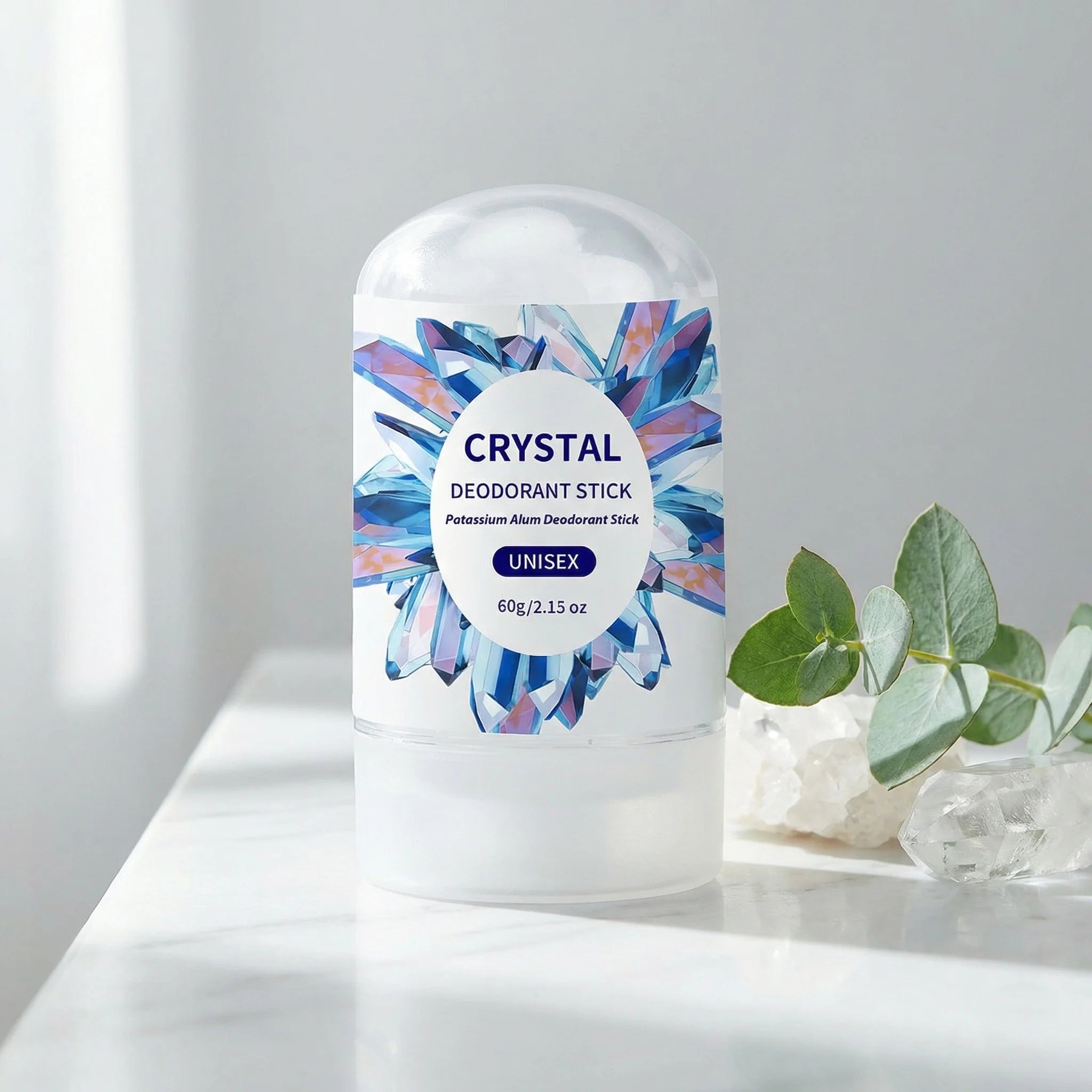Tidesmit Crystal Alum Deodorant Stick 60g, unscented natural mineral salt antiperspirant for men and women.