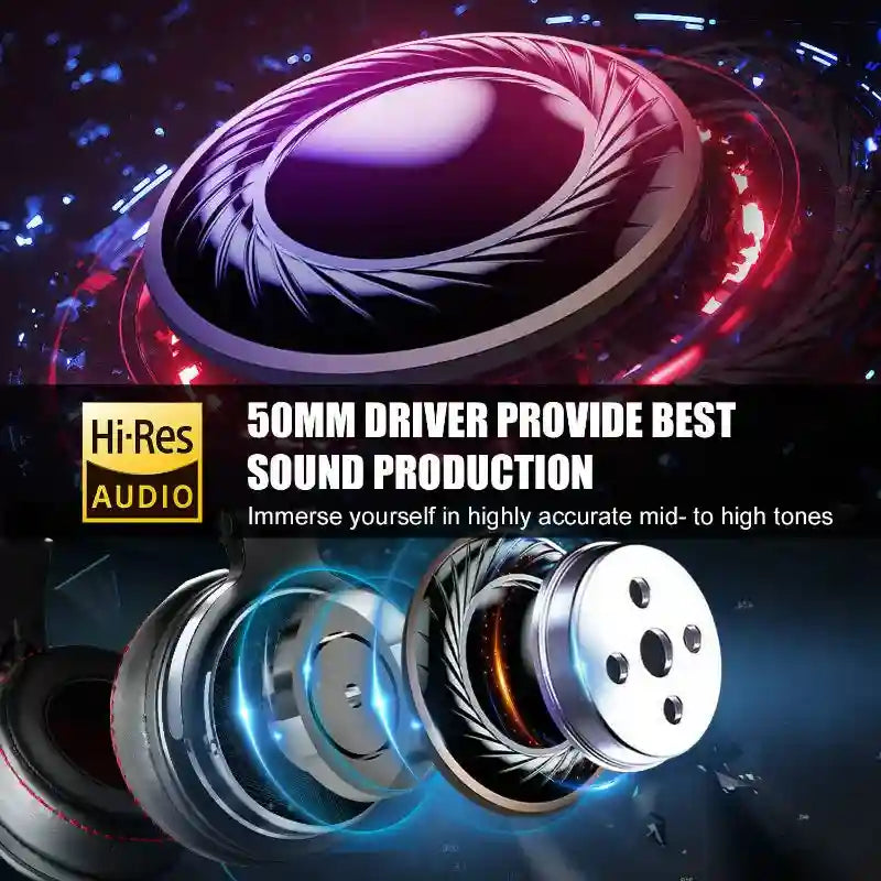 Studio Monitor Headphones with 50mm Drivers | Wired Over-Ear Audio Tidesmit