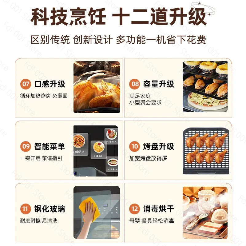 Large Capacity 3 in 1 Air Fryer Oven Steamer Microwave New Electric Fryer All-in-One Machine