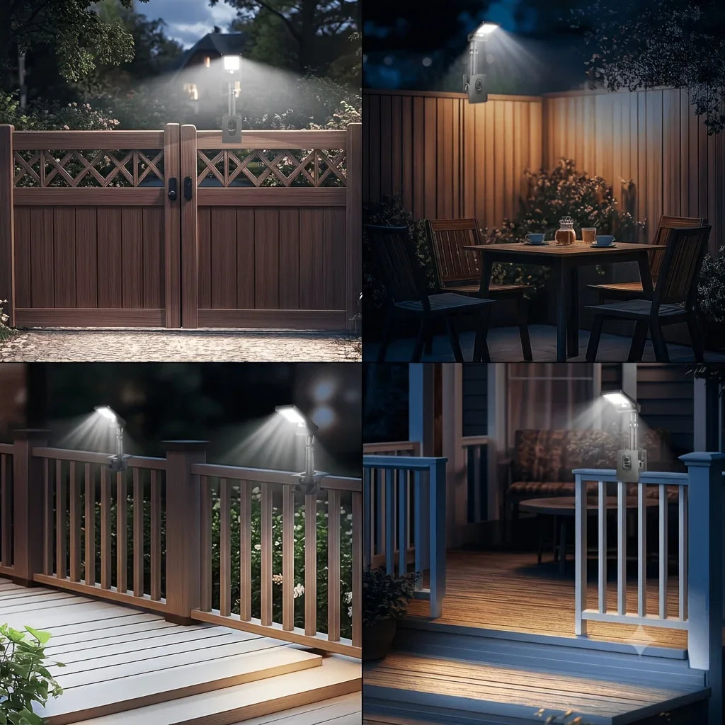 2 Clip-on Solar Wall Lights, Adjustable Waterproof Fence Lights with Motion Sensors; Compact And Portable Outdoor Path Lights Suitable for A Variety Of Scenarios, Including Homes, Garages, Porches, Mailboxes, Camping, Emergen