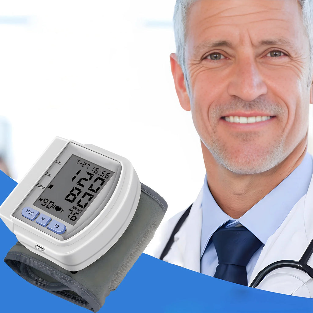 Medical Digital LCD Wrist Automatic Blood Pressure Monitor sphygmomanometer PR Heart Beat Rate Pulse Mete Tonometer Health Care