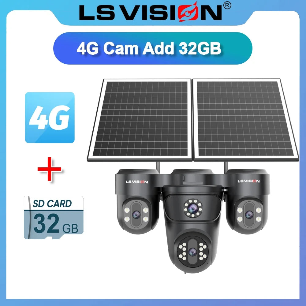 LS VISION solar security camera bundle with 4G and 32GB SD card