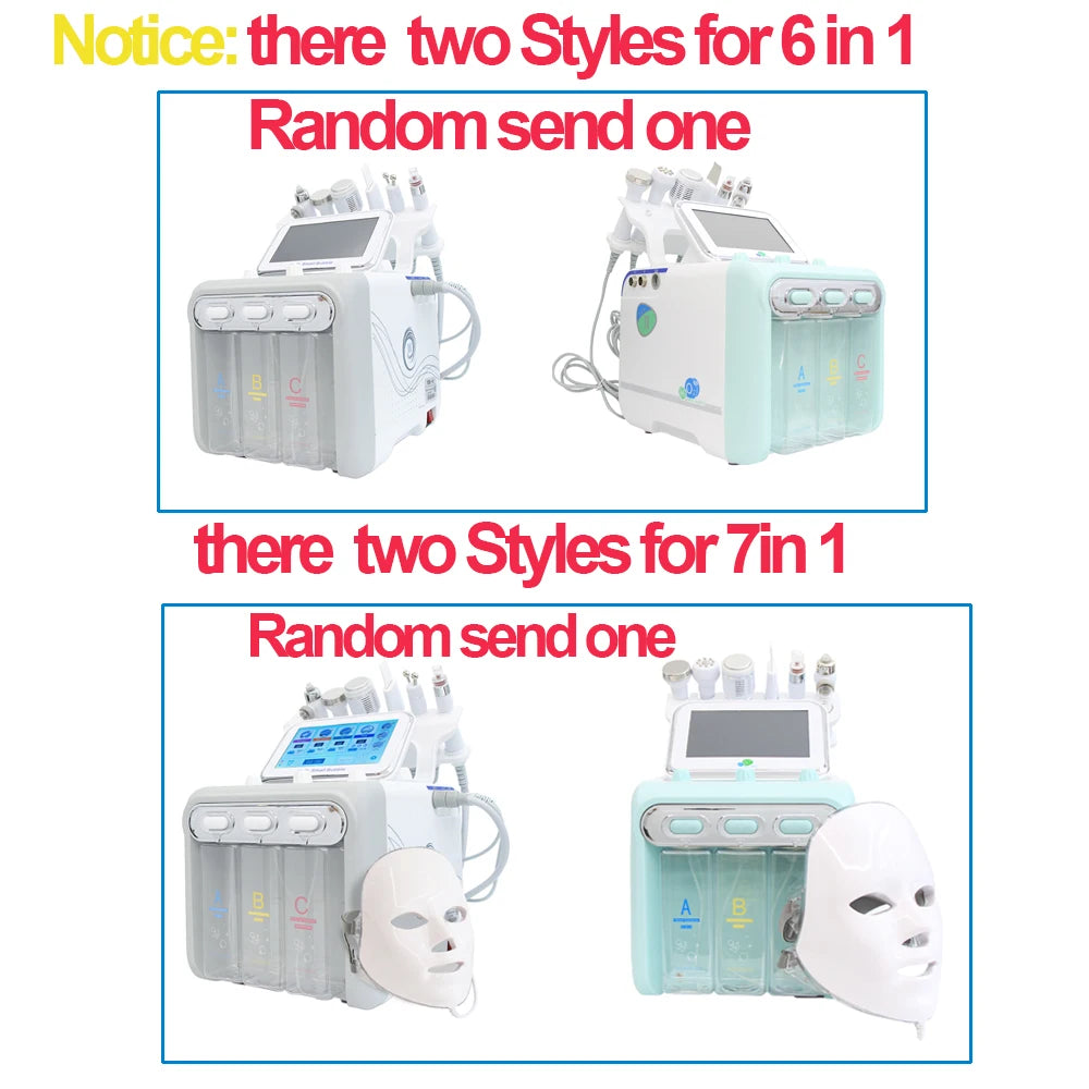 AOKO 6-in-1 and 7-in-1 hydro dermabrasion facial machine with LED therapy mask for spa-grade deep skin rejuvenation.
