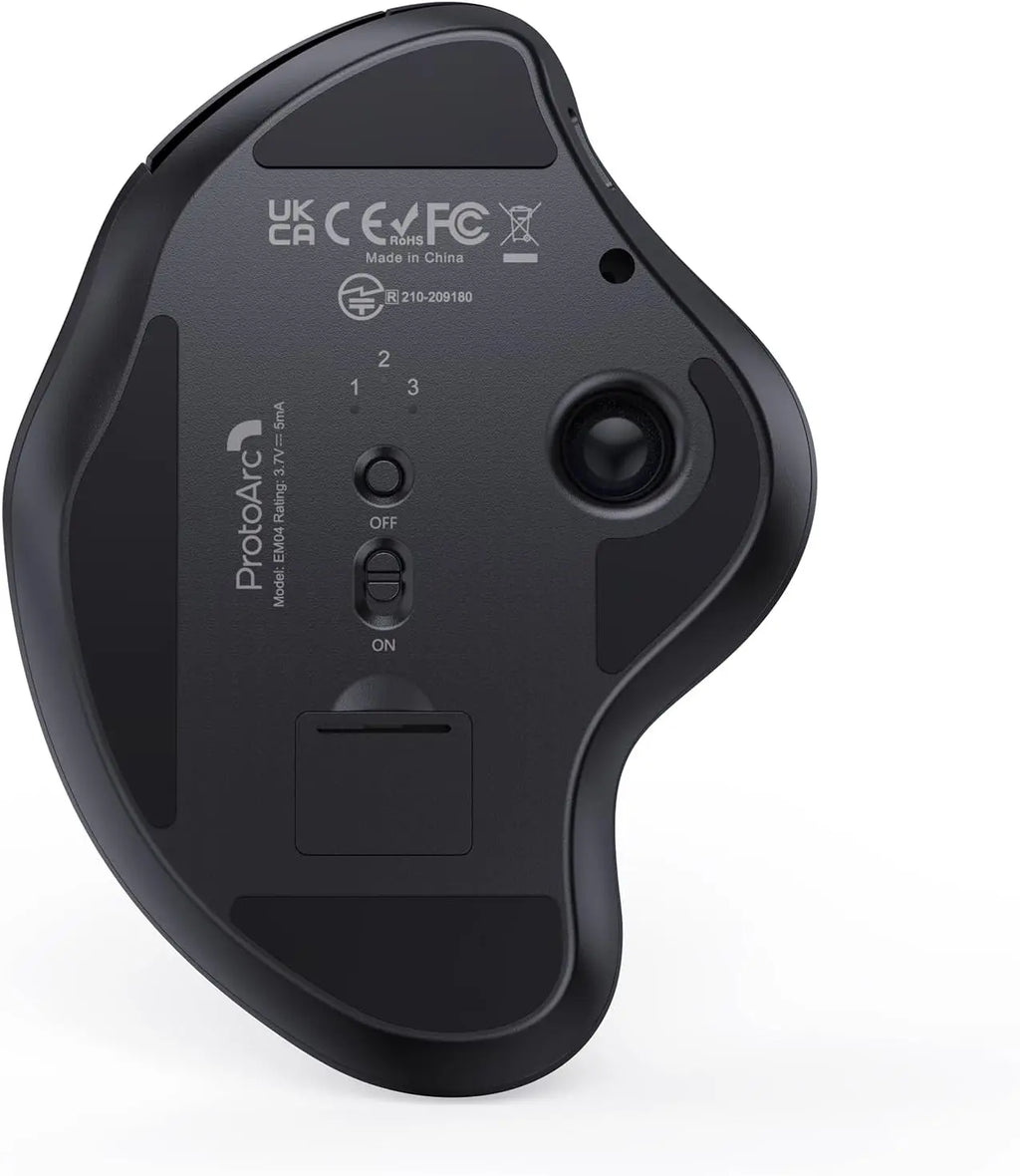 ProtoArc Wireless Trackball Mouse 2.4g Ergonomic Rollerball Mouse Rechargeable Bluetooth Computer Mice 3 Device Connection