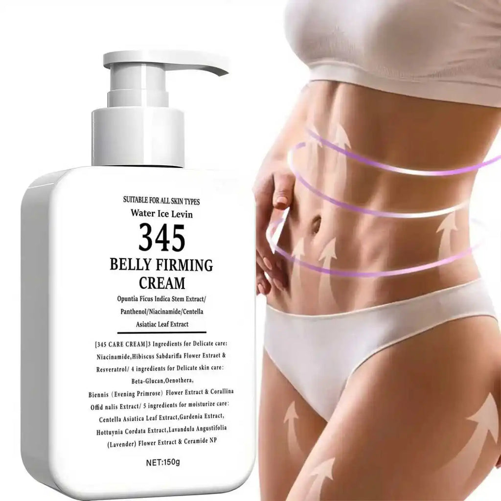 Water Ice Levin 345 Belly Firming Cream, 150g, with Niacinamide & Centella, Lightweight Moisturizes for Elastic, Firm Belly Skin