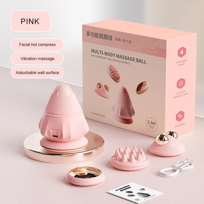 Electric Vibrating Massage Ball for Myofascial Relief - Portable Wellness Relaxation Treatment Pink Type-C Tidesmit