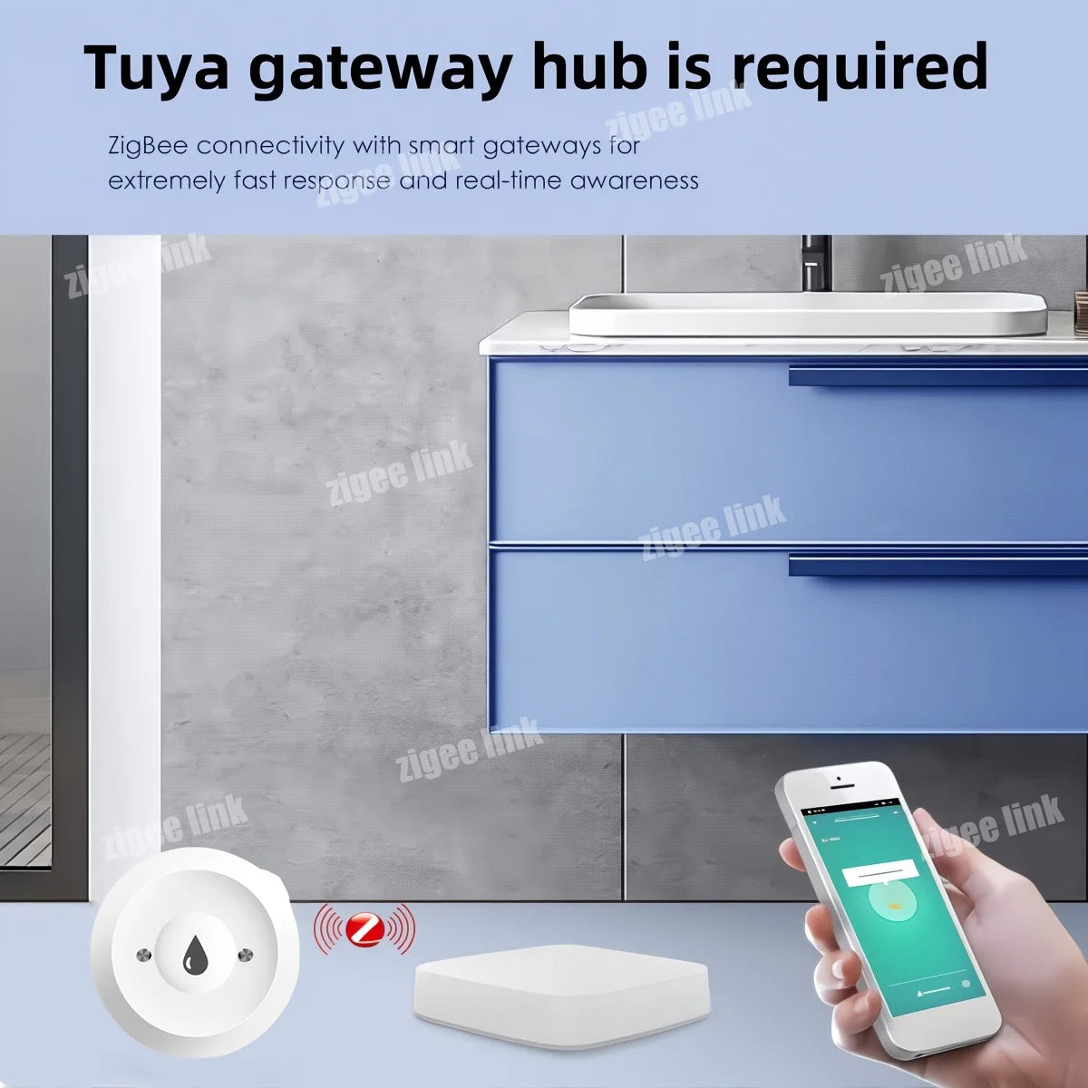 Smart Water Leak Sensor ZigBee 3.0 WiFi Flood Alarm for Home Automation Tidesmit