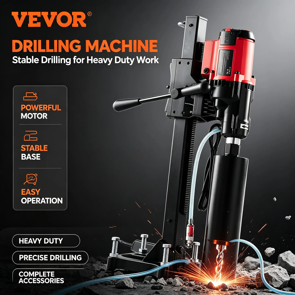 VEVOR 3200W wet dry dual-purpose diamond drilling machine 750 rpm concrete with bracket water drilling rig