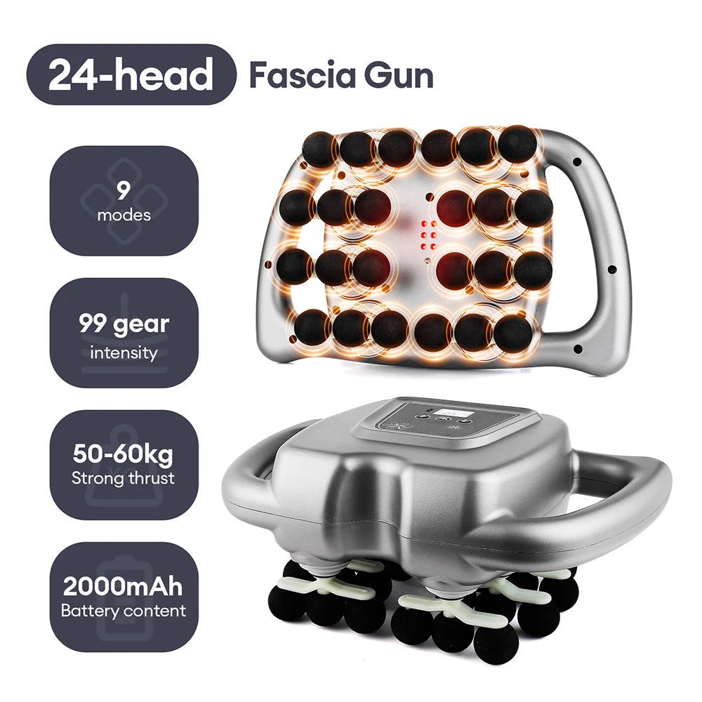 Deep Tissue Massage Gun with 99 Speed Settings and Heat Therapy Back Massage Instrument 24 head-99 gear Tidesmit