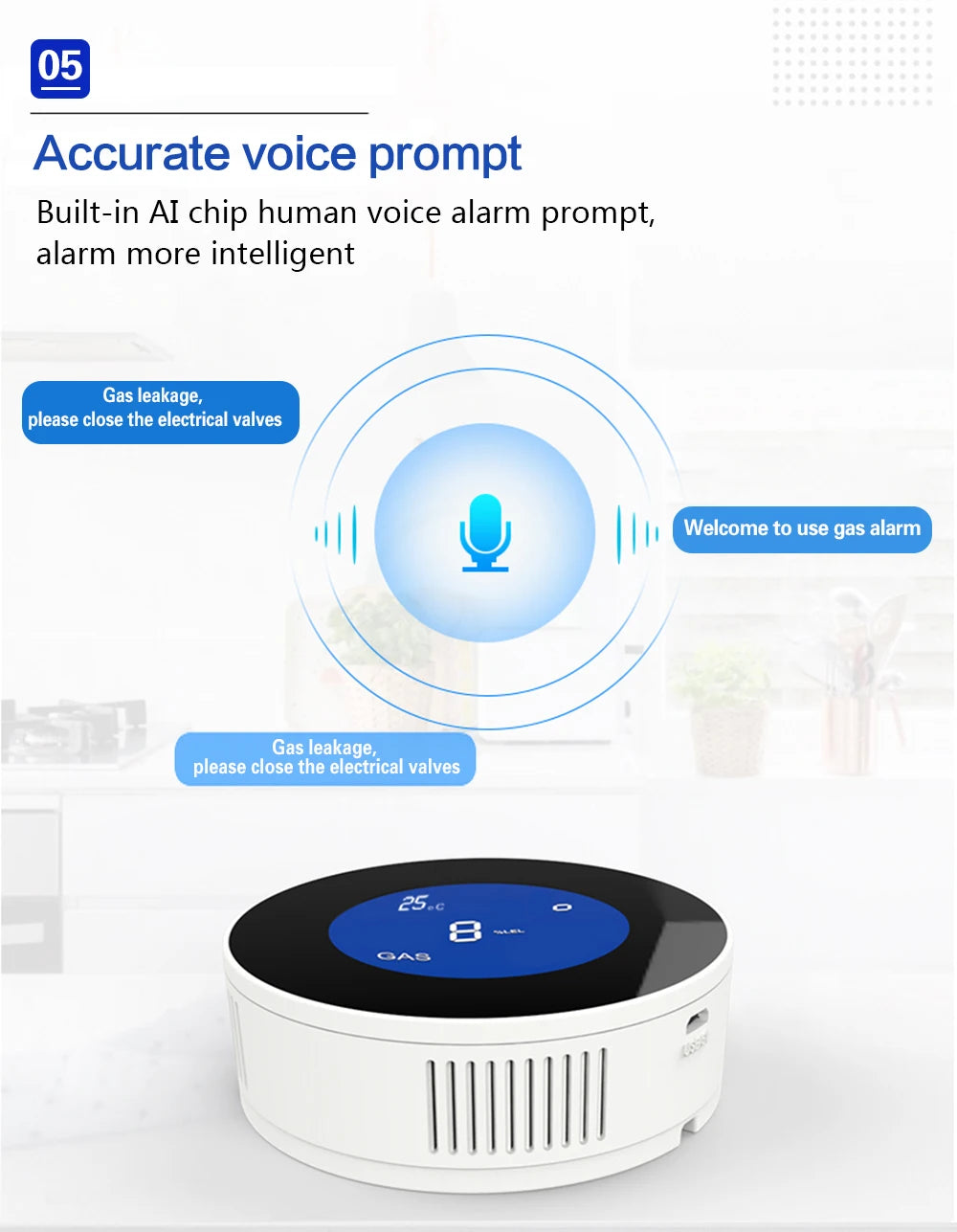 WiFi Gas Leak Detector Alarm - Smart Home App-Controlled Sensor Tidesmit