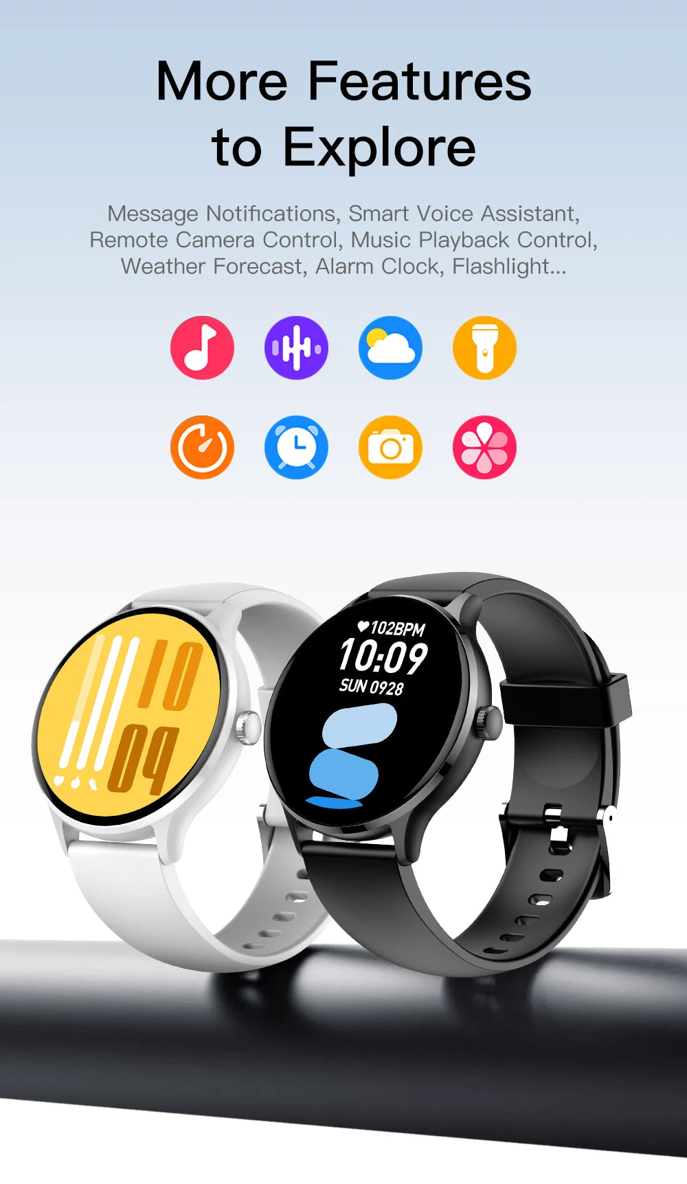 LIGE 1.26" HD Smart Watch 24/7 Health Monitoring Bluetooth Call 123+ Sports Modes IP68 Waterproof Sleep Tracker for Android iOS