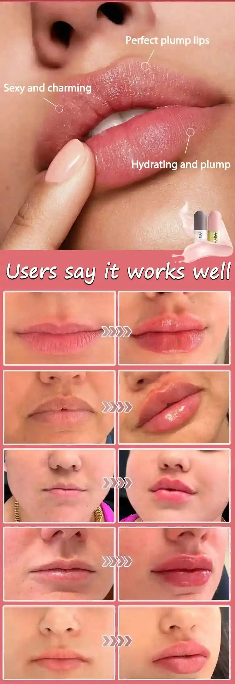 Lip Plumper Gloss Hydrating Serum - Cruelty-Free Volumizing Lip Care Lip Care Tidesmit
